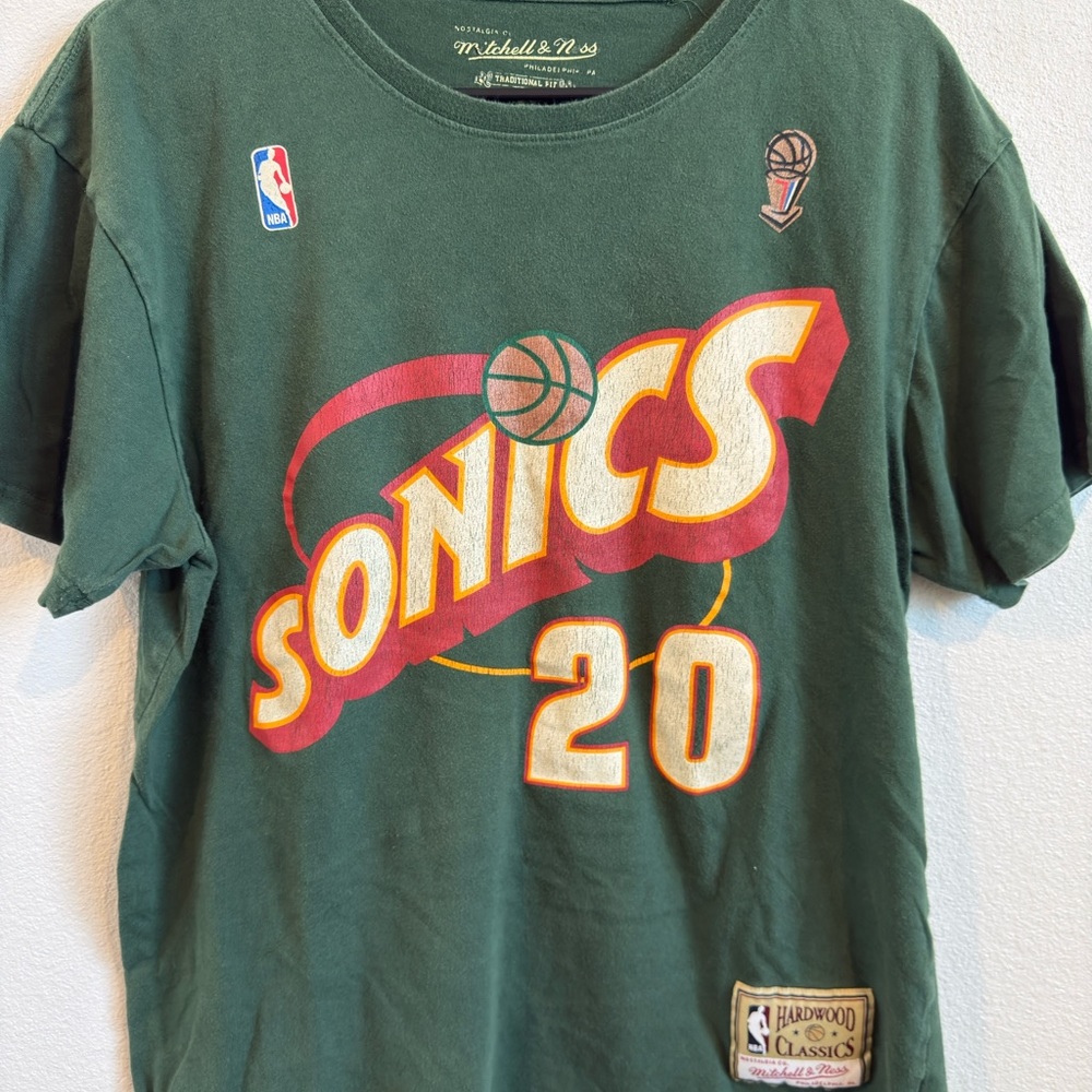 Mitchell & Ness Green Sonics #20 Payton Shirt Size Large